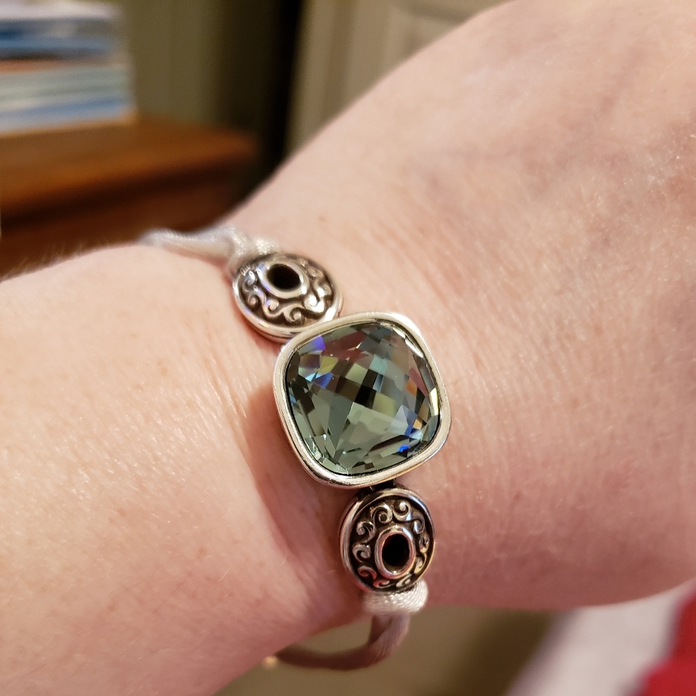 BRIGHTON Venus Rising Aqua Blue Swarovski Crystal Bracelet with Satin Cord